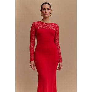 Meshki Women Mesh Crop Top Size 8 Red Sultry Floral Sheer Y2K Romantic Event NEW